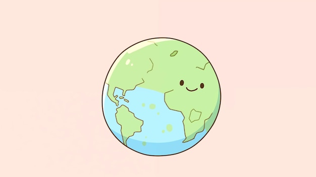 Photo hand drawn cartoon cute earth illustration