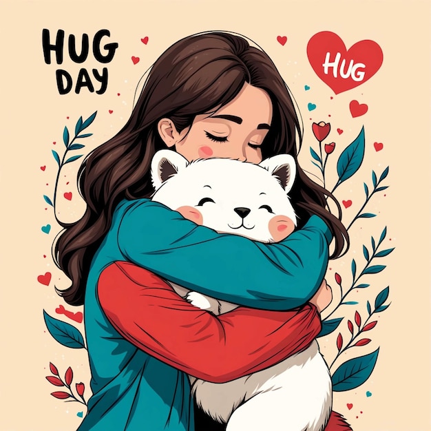 Photo hand drawn hug day