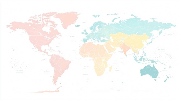 Photo hand drawn pastel world map with continents in vector style