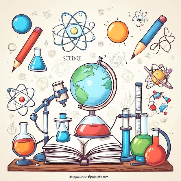 Hand drawn science education background