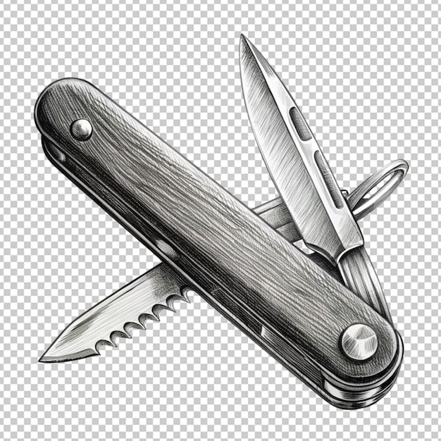 hand drawn sketch of jack knife in black