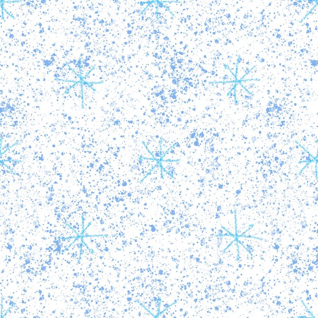 Photo hand drawn snowflakes christmas seamless pattern. subtle flying snow flakes on chalk snowflakes background. alluring chalk handdrawn snow overlay. worthy holiday season decoration.