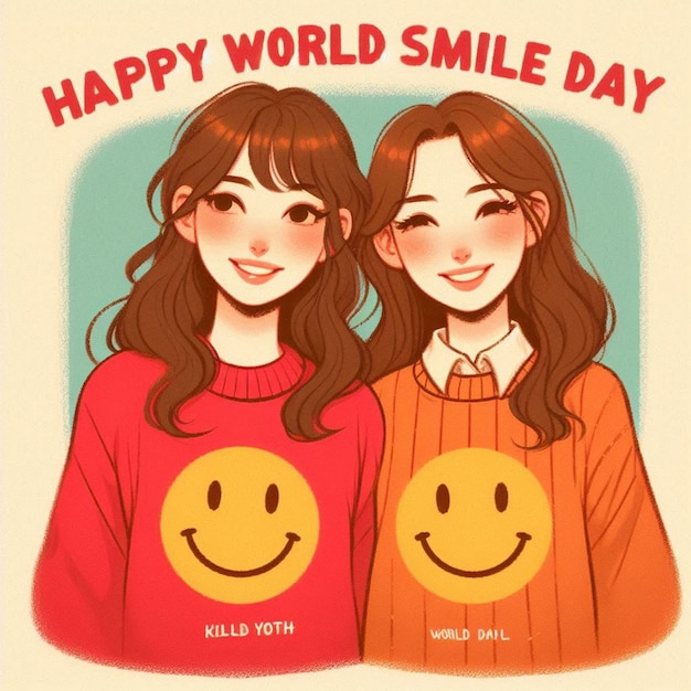 Photo handdrawn illustration for world smile day