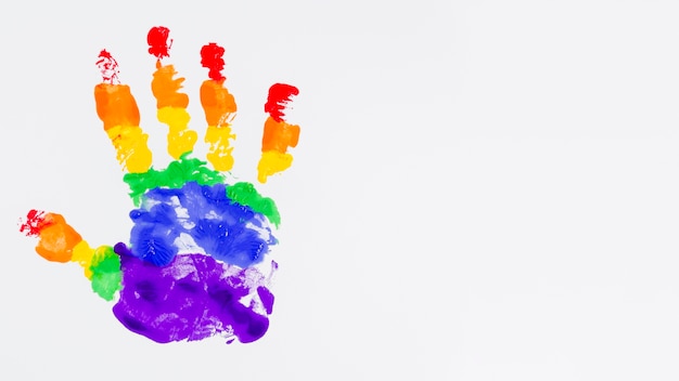 Handprint with pride flag colors