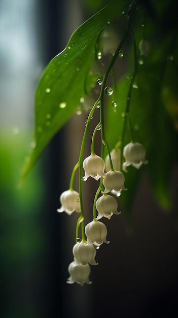 Hanging lily of the valley from the eaves Generative AI