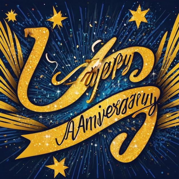 Photo happy anniversary vector lettering card ai generated