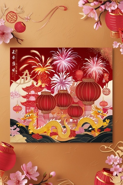 Photo happy chinese new year wishing card and social media post background