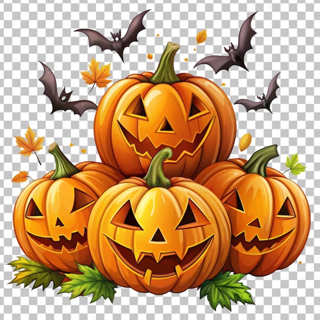 Happy Halloween with Pumpkins and Bats