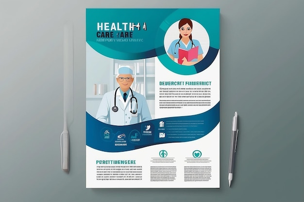 Health care cover a4 template design for a report and medical brochure design flyer