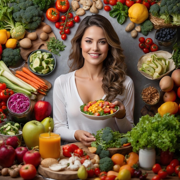 Healthy fresh food vegetables fruits diet