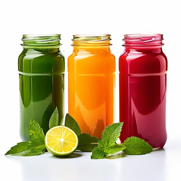 Healthy fruit and vegetable smoothies Pouring orange juice into the glass on wooden table in orange