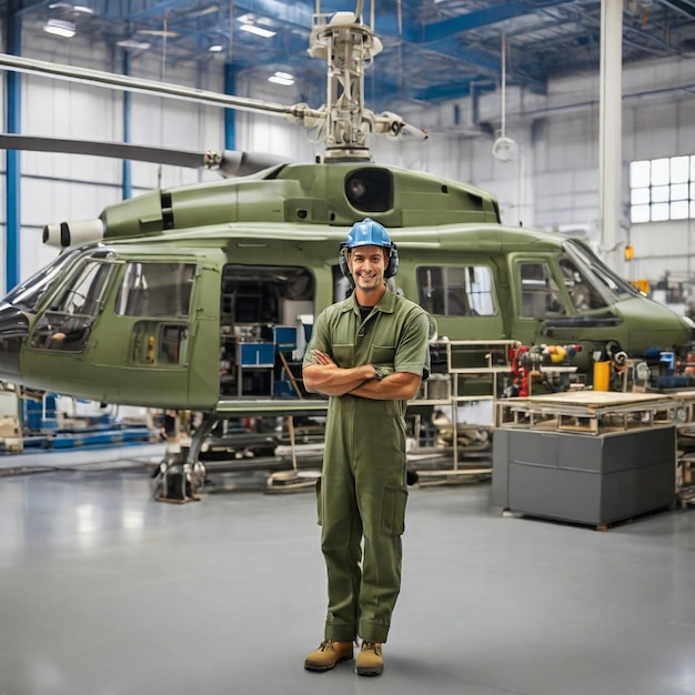 A helicopter Engineer on factory