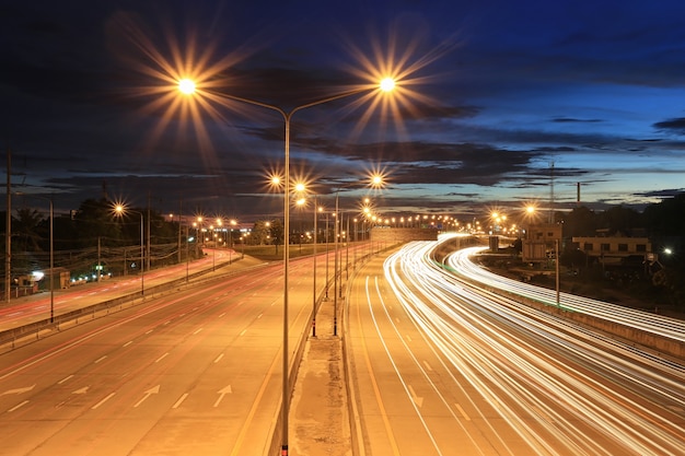 Highway roads in twilight sky