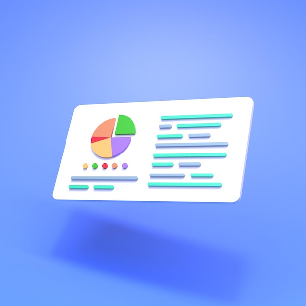 Histogram metrics report or growth graph 3d render illustration