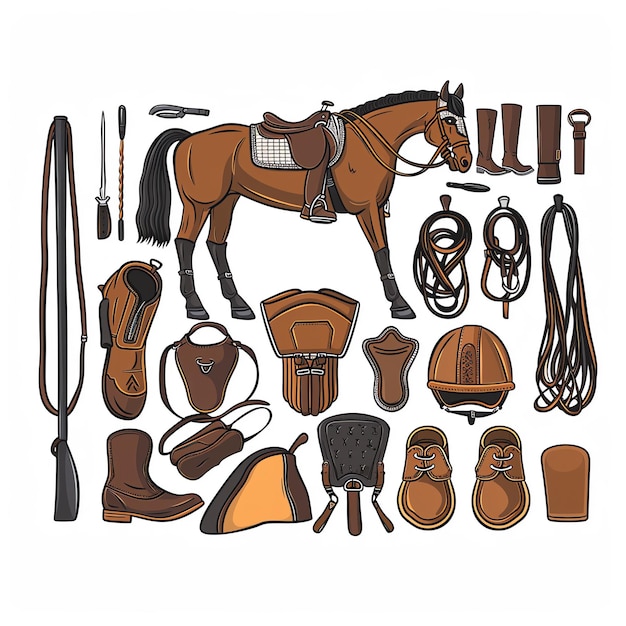 a horse with a saddle and saddle and bridle on it