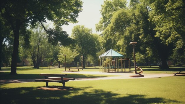 Photo hot summer sunny park empty and serene