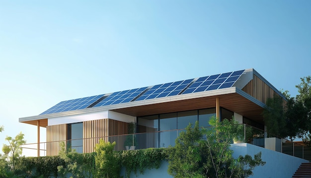 Photo a house with solar panels on the roof