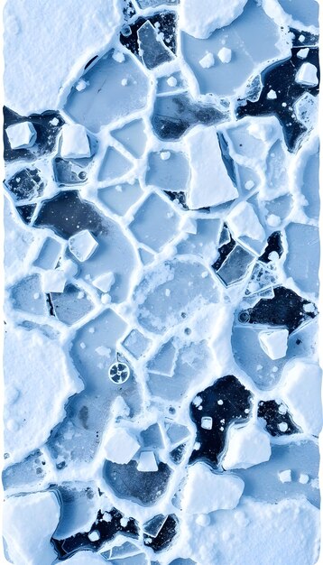 Photo ice pattern overhead view isolated with white highlights