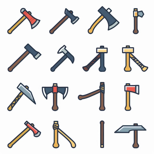 Icoon bijl icoon symbool bijl hatchet plat minimaal teken messen embleem houthakker uitrusting tomahawk pictogram