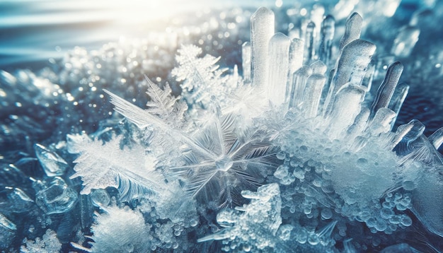 Photo icy crystals in a winter wonderland