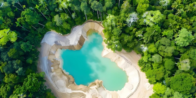 Photo illegal mining caused deforestation in the amazon rainforest seen from above concept environmental destruction deforestation illegal mining amazon rainforest aerial view