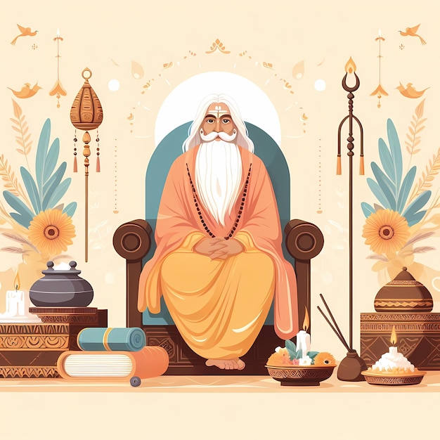 illustration for guru purnima in flat style