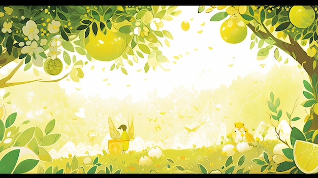 illustration japanese green day in yellow