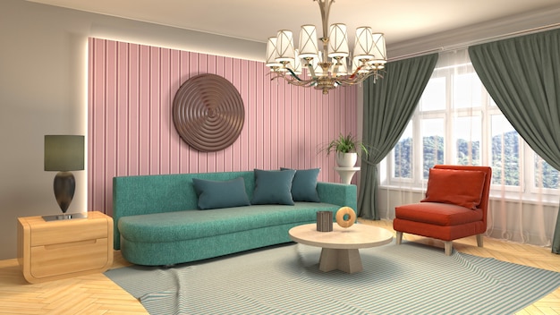 Illustration of the living room interior