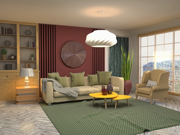 Illustration of the living room interior