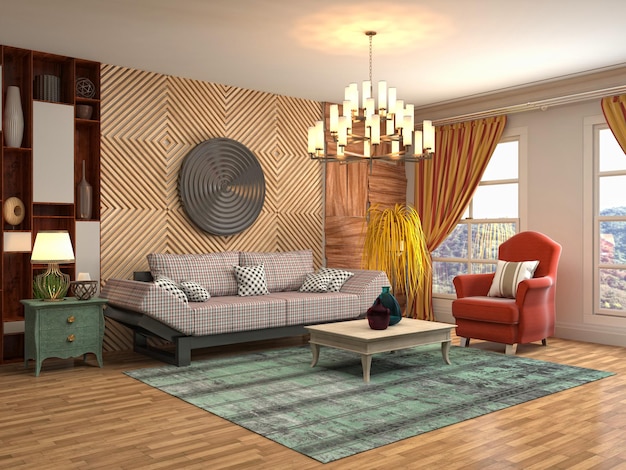 Illustration of the living room interior