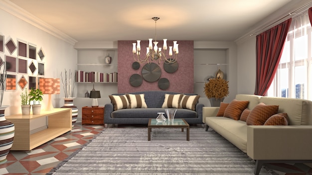 Illustration of the living room interior