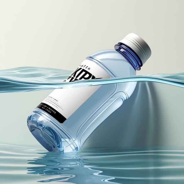 Photo illustration of realistic plastic bottle in white water