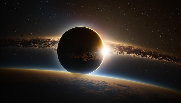 Photo illustration of a solar eclipse view from space