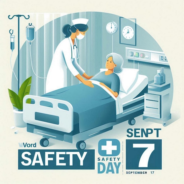 Photo illustration vector graphic of the nurse is taking care of the patient who is sleeping on the bed