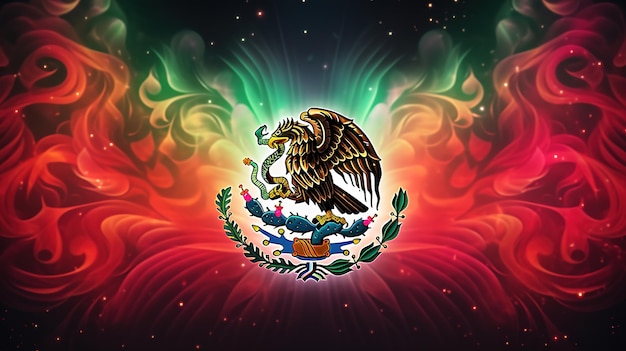 Illustrations and icons of the Mexican flag and the celebration of the holiday in the context of Mex