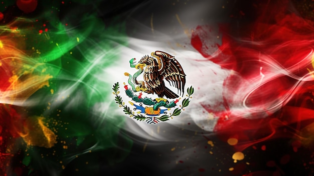 Illustrations and icons of the Mexican flag and the celebration of the holiday in the context of Mex