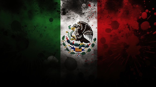 Illustrations and icons of the Mexican flag and the celebration of the holiday in the context of Mex