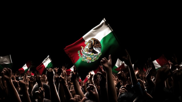 Illustrations and icons of the Mexican flag and the celebration of the holiday in the context of Mex