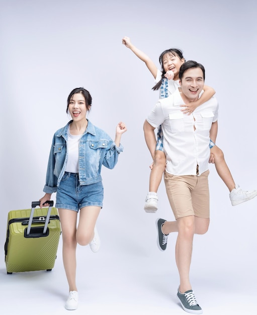 Photo image of asian family travel concept background