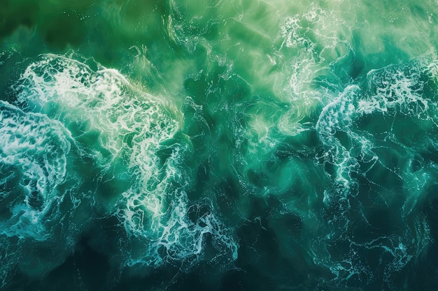 Photo an image of green and blue water waves emphasizing the vibrancy and energy of nature