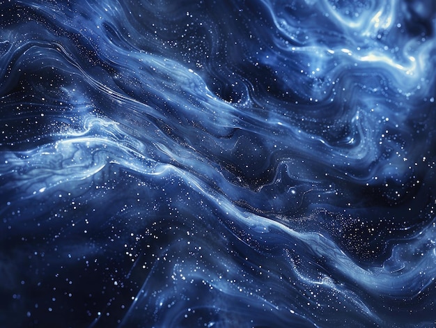 Photo the image is a blue and white swirl of stars and galaxies