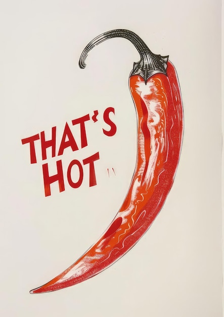 Photo an image of a red chili with the words thats hot