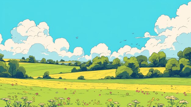 Incredible landscape cartoon artwork for captivating digital frames