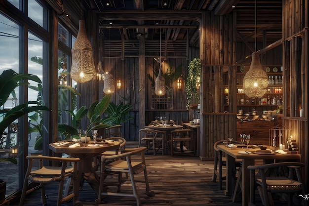 Indian Restaurant with Wooden Interior Design