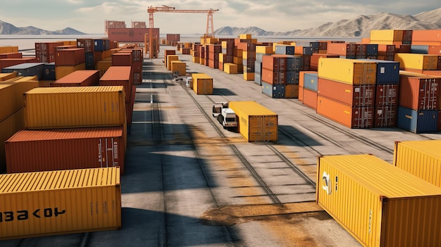 Industrial container yard for logistic import export business Generative AI