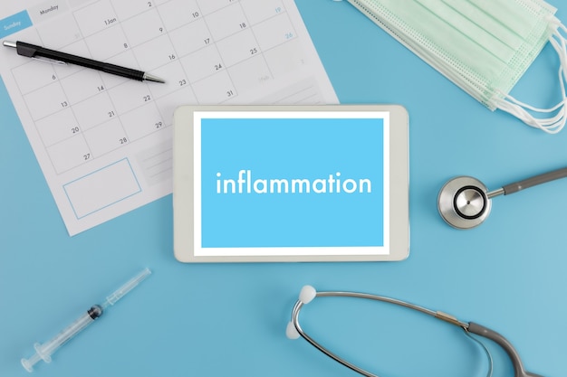 Inflammation Joint inflammation concept doctor healthcare Medical Report , lymph glands , allergies. dermatology.