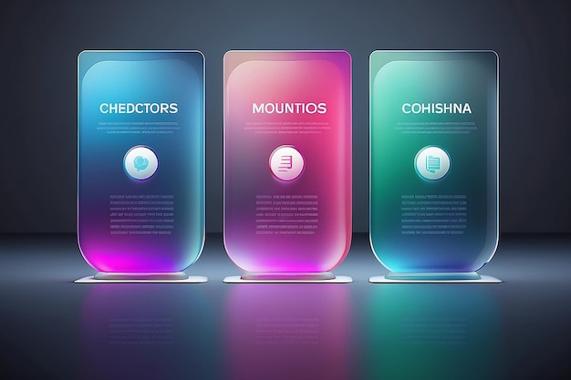 Photo infographic for 4 options vector gradient design with realistic frosted glass glassmorphism effect