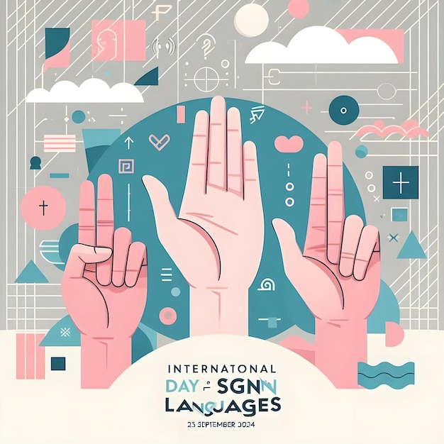 Photo international day of sign language poster vector illustration