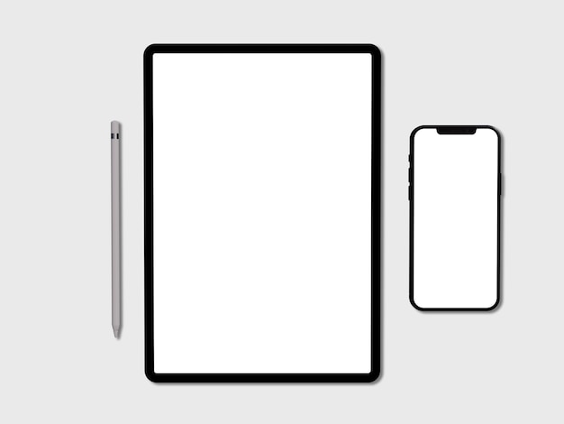 IPad, phone with blank screen