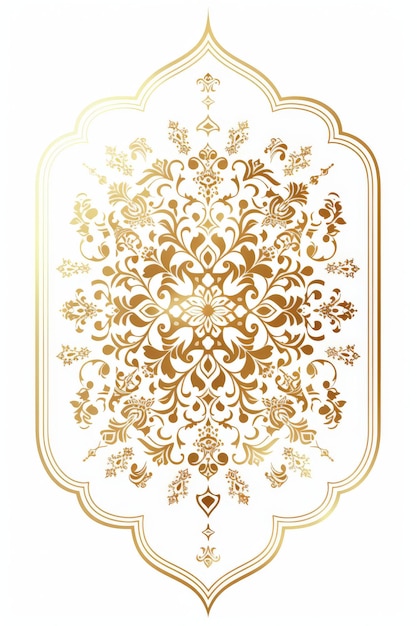 Foto islamitische elegante gouden luxe ornamenten met islamitisch patroon en decoratieve ornamenten frame witte achtergrond